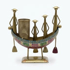 Handcrafted Traditional Iron Boat Rowers Pen Stand & Ethnic Desk Organizer I-311-A