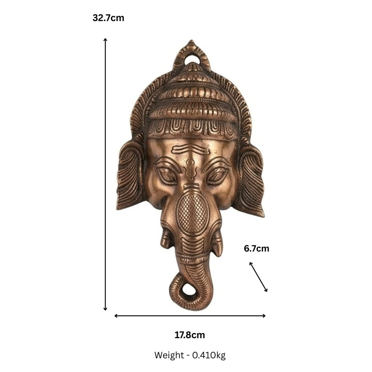 Divine Lord Ganesha Wall Hanging Sculpture in Premium Gunmetal Copper Finish G-116-B