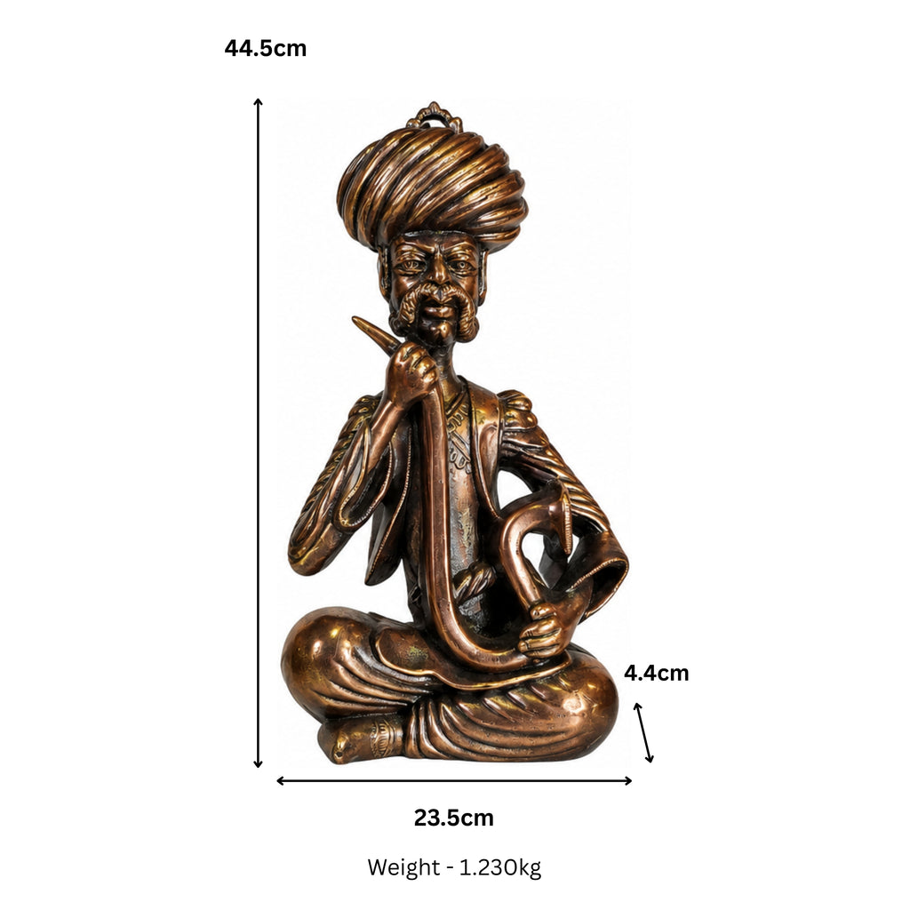 Handcrafted Gunmetal Copper Finished Rajasthani Musician Decorative Showpiece G-176-B