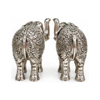 Handcrafted Metal Elephant Statue Pair with Trunk Up Accents (Silver Finish, Set of 2) W-271-A