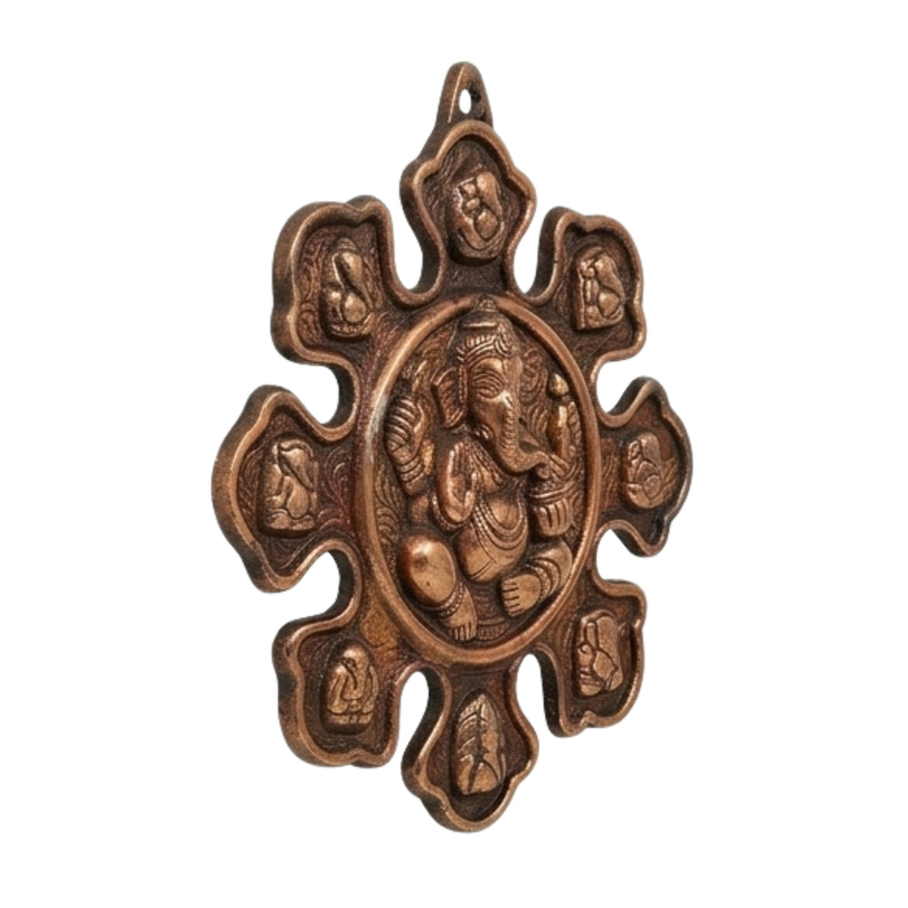 Ashtavinayak Lord Ganesha Metal Wall Hanging Plaque (Antique Gunmetal Copper Finish) G-62-B