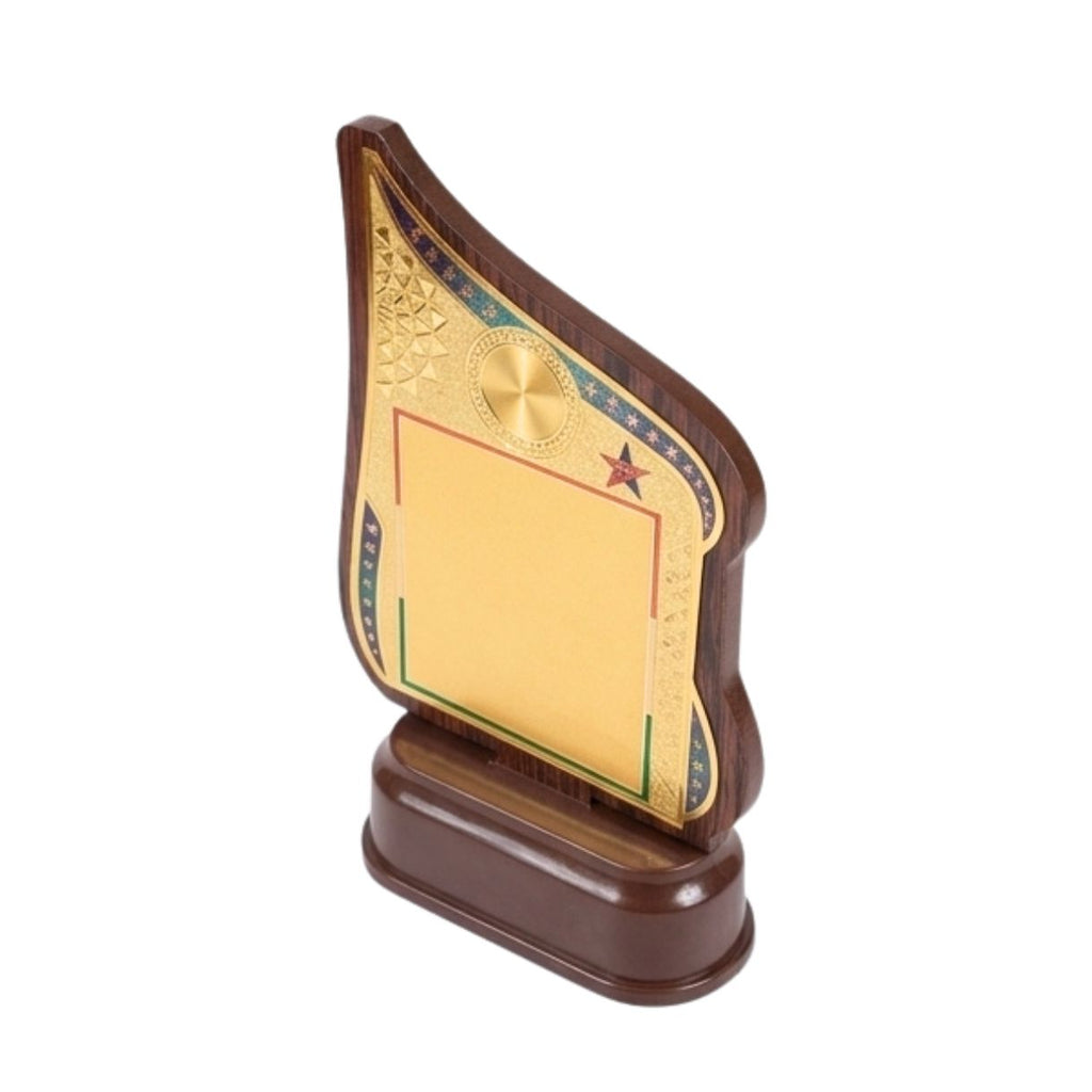 Elite Tricolor-Accented Wooden Finish Fiber Trophy & Recognition Memento M-628
