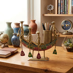 Handcrafted Traditional Iron Boat Rowers Pen Stand & Ethnic Desk Organizer I-311-A