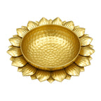 Handcrafted Hammered Gold Metal Lotus Urli Bowl for Floating Flowers and Candles W-112-A