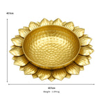 Handcrafted Hammered Gold Metal Lotus Urli Bowl for Floating Flowers and Candles W-112-A
