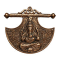 Handcrafted Lord Ganesha Shield Shield-Shaped Fan Metal Wall Hanging Plaque (Antique Gunmetal Copper Finish) G-19-A