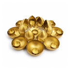 Handcrafted Multi-Tier Metal Lotus Tealight Candle Holder and Diya Stand (Antique Gold Finish) W-113-A