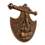 Handcrafted Lord Ganesha Shield Shield-Shaped Fan Metal Wall Hanging Plaque (Antique Gunmetal Copper Finish) G-19-A