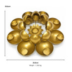 Handcrafted Multi-Tier Metal Lotus Tealight Candle Holder and Diya Stand (Antique Gold Finish) W-113-A