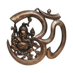 Handcrafted Divine Om Ganesha Metal Wall Hanging Sculpture (Antique Gunmetal Copper Finish) G-29-A