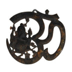 Handcrafted Divine Om Ganesha Metal Wall Hanging Sculpture (Antique Gunmetal Copper Finish) G-29-A