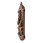 Handcrafted Lord Ganesha in Rectangular Jharokha Window Frame Metal Wall Hanging Plaque (Antique Gunmetal Copper Finish) G-277-A