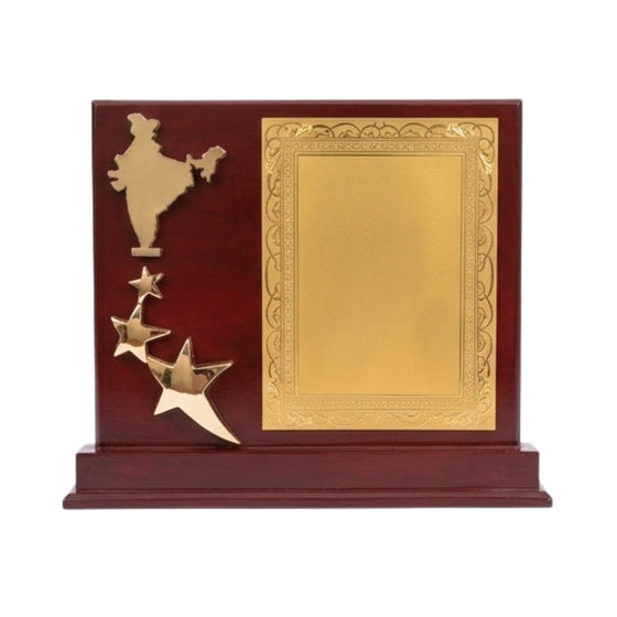 Patriotic India Map & Rising Stars Wooden Recognition Award M-70-A