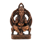 Handcrafted Seated Lord Ganesha on Throne Metal Wall Hanging Statue (Antique Gunmetal Copper Finish) G-270-A-WS