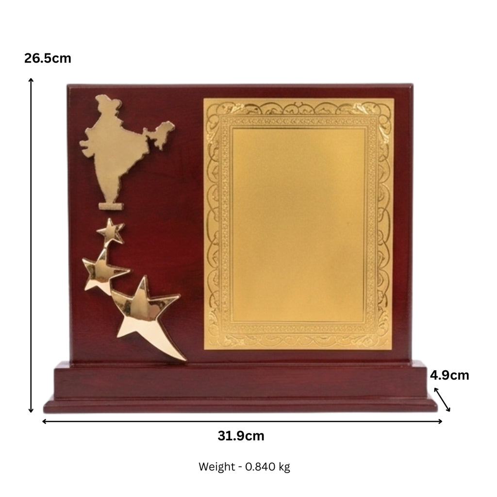 Patriotic India Map & Rising Stars Wooden Recognition Award M-70-A