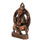 Handcrafted Seated Lord Ganesha on Throne Metal Wall Hanging Statue (Antique Gunmetal Copper Finish) G-270-A-WS