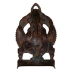 Handcrafted Seated Lord Ganesha on Throne Metal Wall Hanging Statue (Antique Gunmetal Copper Finish) G-270-A-WS