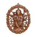 Handcrafted Lord Ganesha in Oval Tree of Life Openwork Frame Metal Wall Hanging Plaque (Antique Gunmetal Copper Finish) G-24-A