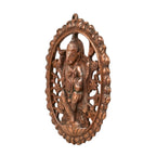 Handcrafted Lord Ganesha in Oval Tree of Life Openwork Frame Metal Wall Hanging Plaque (Antique Gunmetal Copper Finish) G-24-A