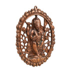 Handcrafted Lord Ganesha in Oval Tree of Life Openwork Frame Metal Wall Hanging Plaque (Antique Gunmetal Copper Finish) G-24-A