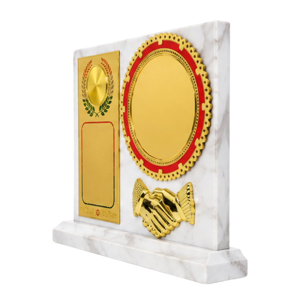 Executive White Marble Finish Wooden Partnership & Excellence Memento M-255-A
