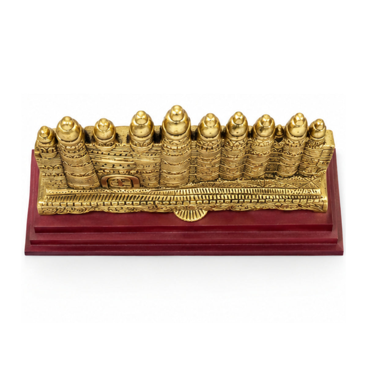 Premium Handcrafted Metal Gwalior Fort Model Statue with Multi-Tier Wooden Base W-85-F