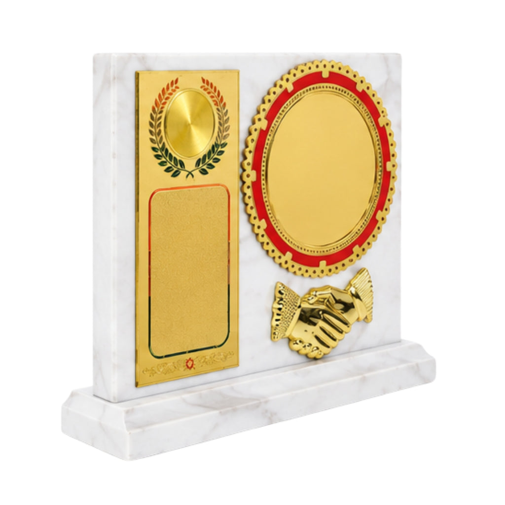 Executive White Marble Finish Wooden Partnership & Excellence Memento M-255-A