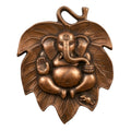 Divine Ganesha Leaf Metal Wall Decor in Gunmetal Copper Finish G-147-A