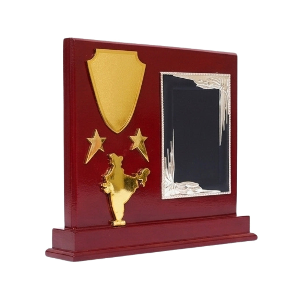 Patriotic India Map & Dual-Tone Acrylic Frame Mahogany Wooden Memento M-341-A