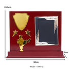 Patriotic India Map & Dual-Tone Acrylic Frame Mahogany Wooden Memento M-341-A