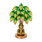 Handcrafted Lord Ganesha Idol Under Tree Decorative Showpiece (Antique Gold & Green Leaf Finish) I-430-A