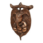 Divine Ganesha on Leaf Metal Wall Art in Gunmetal Copper Patina G-7-A