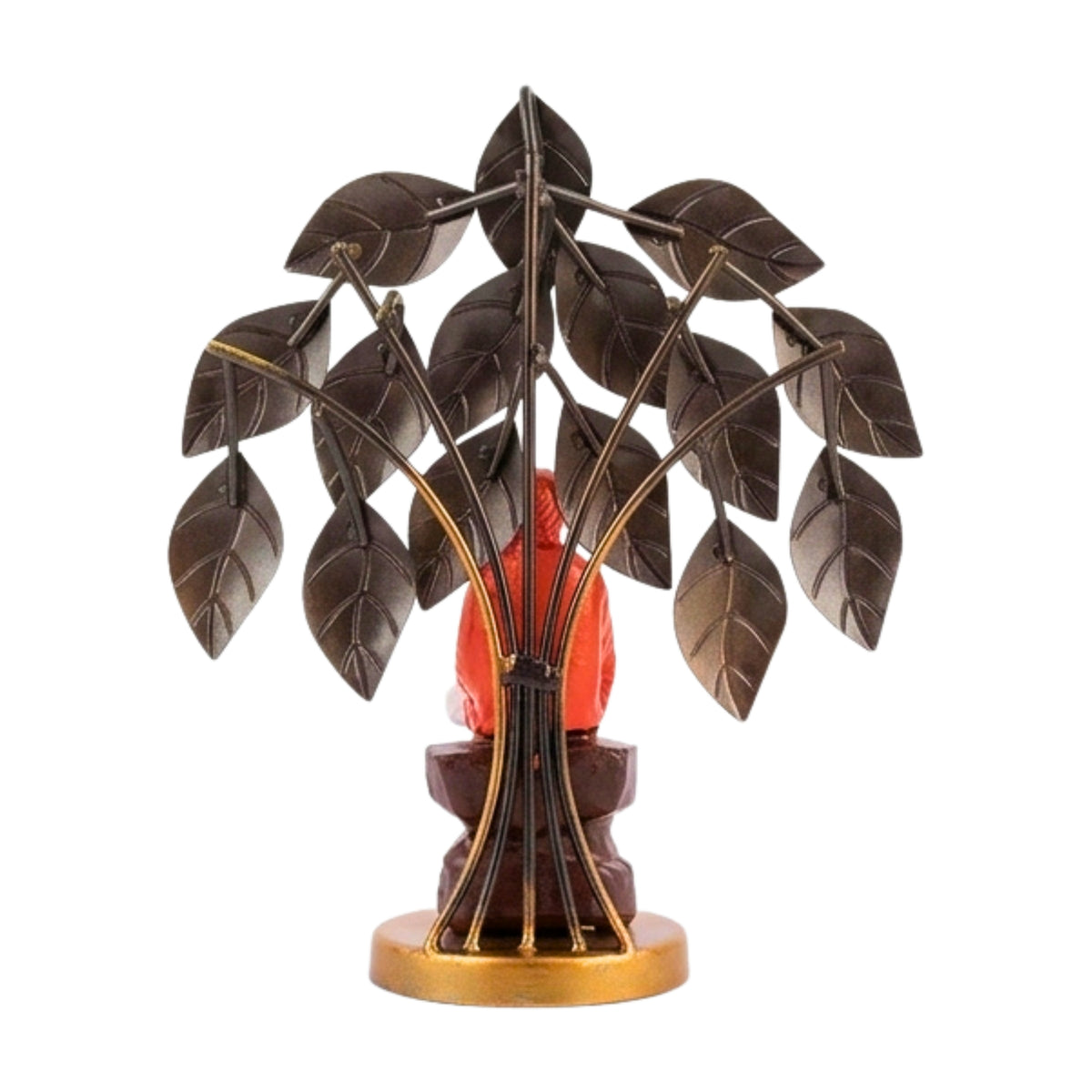 Handcrafted Metal Shirdi Sai Baba Seated Under Neem Tree Decorative Showpiece (Multicolor) I-422-A