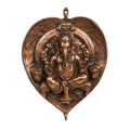 Divine Ganesha Throne on Leaf Metal Wall Art in Gunmetal Copper Patina G-6-A