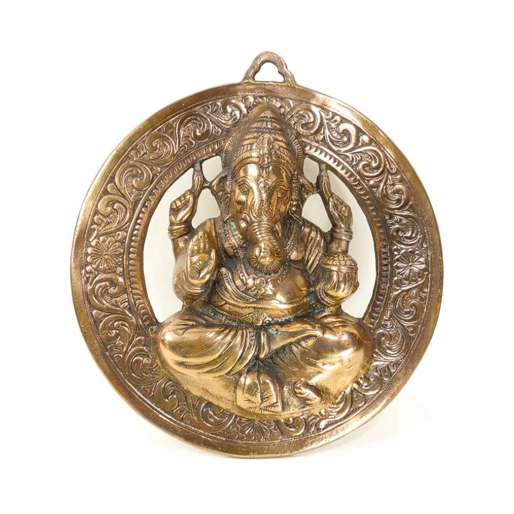 Antique Lord Ganesha Wall Hanging on Peepal Leaf G-2-A