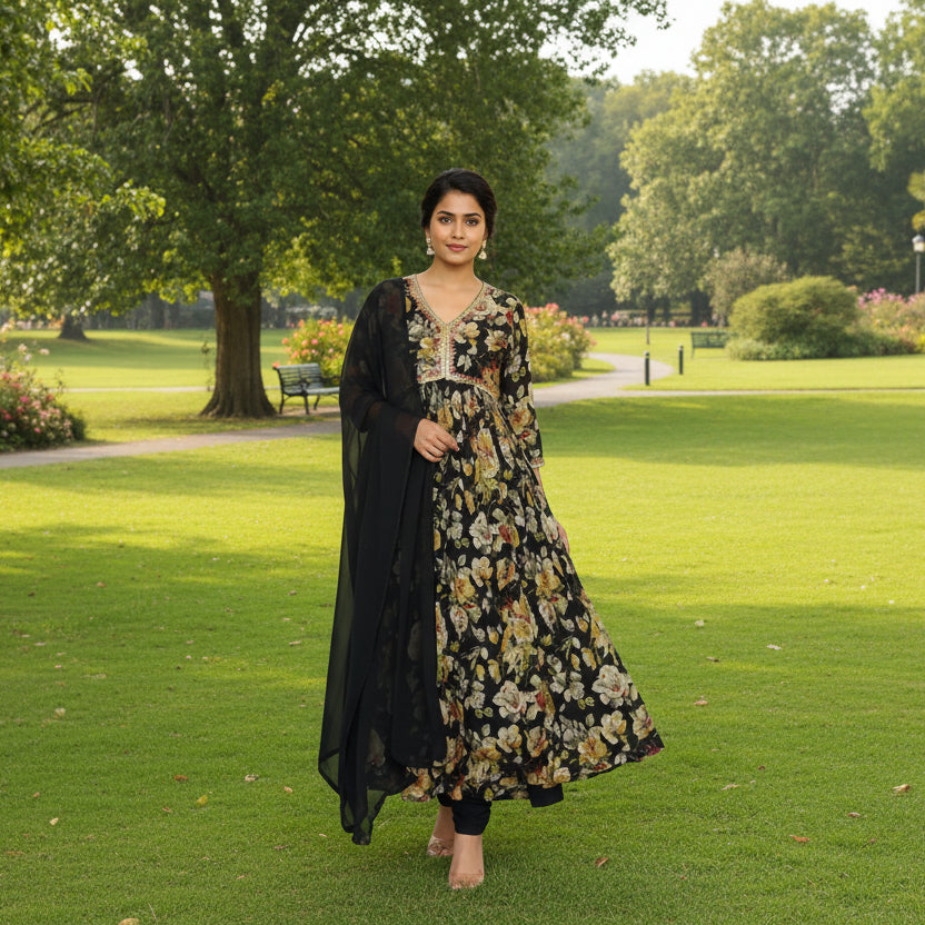 CraftEarth Womens Anarkali Suit Sets Bottom, Dupatta K-D172
