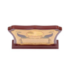 Royal Twin Peacock Traditional Gold Plaque Mahogany Wooden Memento M-353-A