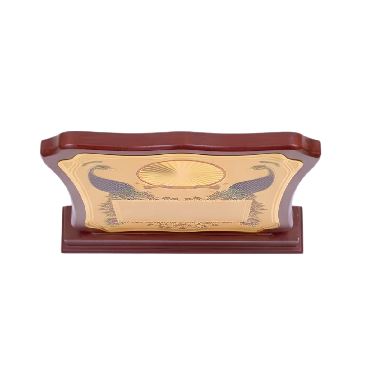 Royal Twin Peacock Traditional Gold Plaque Mahogany Wooden Memento M-353-A