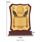 Royal Twin Peacock Traditional Gold Plaque Mahogany Wooden Memento M-353-A