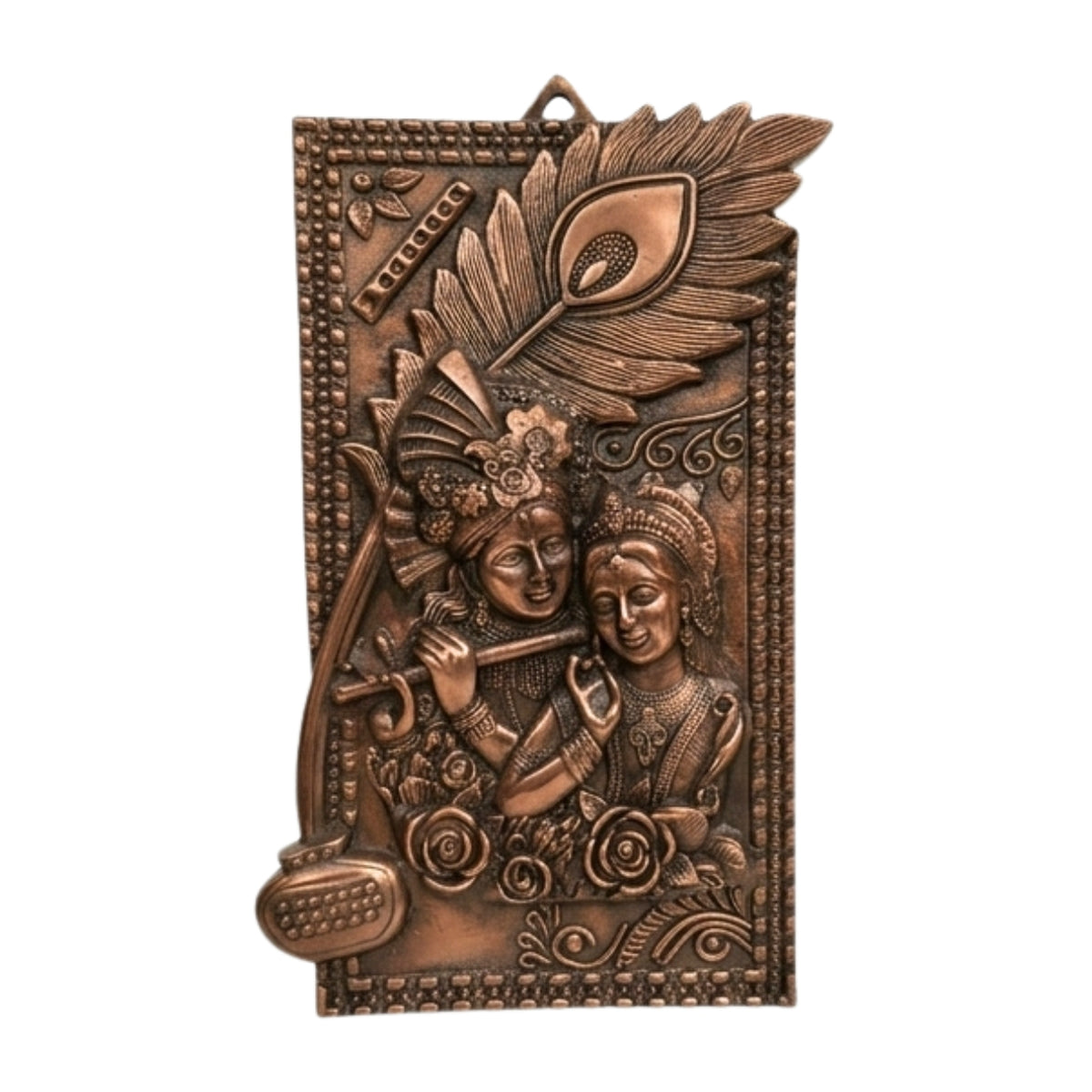 Gunmetal Copper Finish Radha Krishna Wall Hanging Art Panel G-261-A