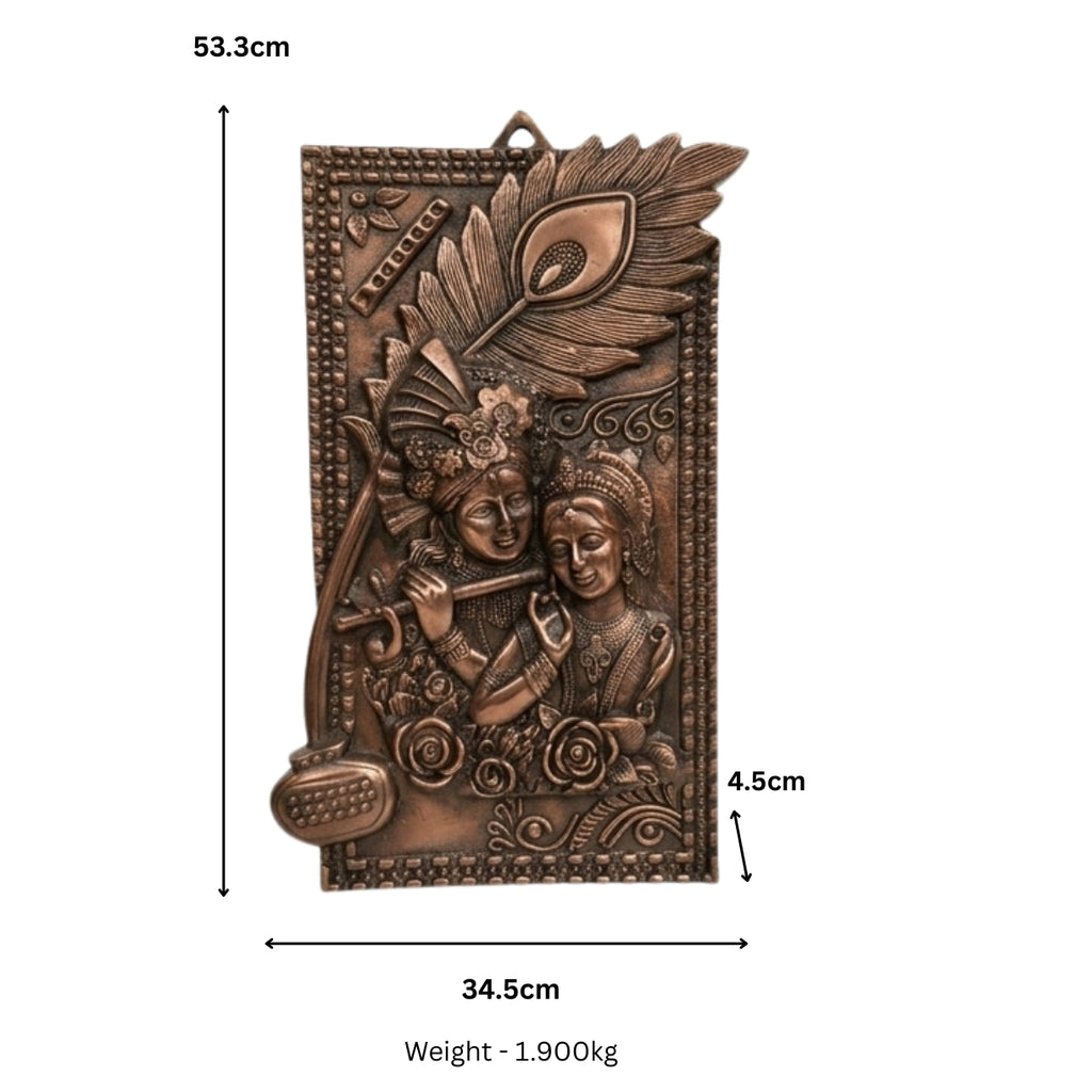 Gunmetal Copper Finish Radha Krishna Wall Hanging Art Panel G-261-A
