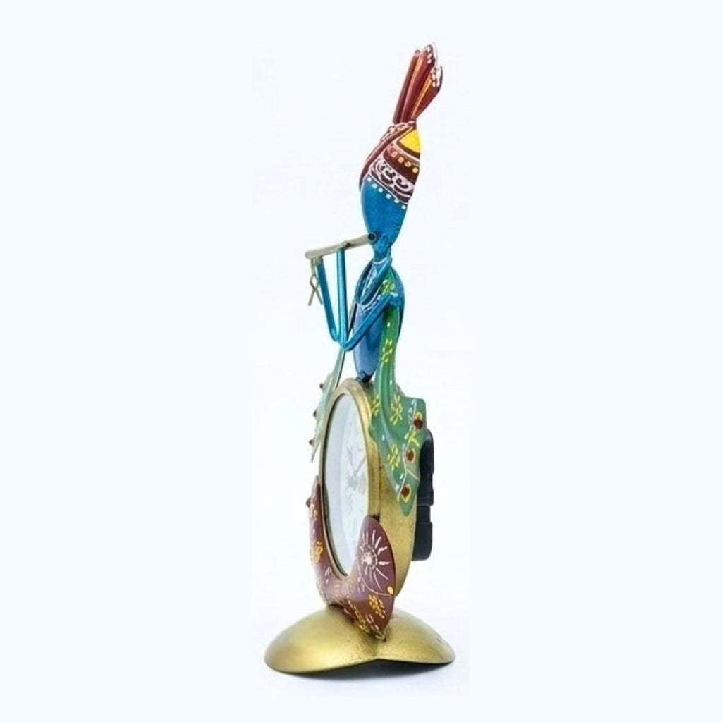 Handcrafted Lord Krishna Iron Table Clock & Spiritual Desk Decor I-309-A