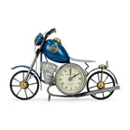 Vintage-Style Blue Metal Motorcycle Table Clock I-421-A