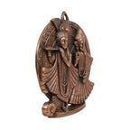 Gunmetal Copper Finish Round Radha Krishna Metallic Wall Hanging Art Piece G-275-A