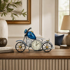 Vintage-Style Blue Metal Motorcycle Table Clock I-421-A