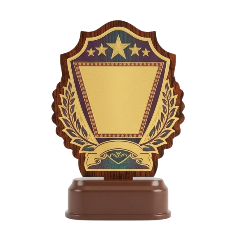 Classic 5-Star Golden Laurel Wreath Fiber Award Shield M-626