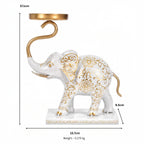 Handcrafted Metal Elephant Tealight Holder – White and Gold Tabletop Decor I-419-A