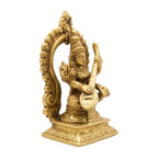 Handcrafted Brass Goddess Saraswati Statue with Prabhavali – Traditional Seated Saraswati Maa Idol with Veena for Temple & Home Decor BR-378-A