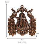 Antique Gunmetal Copper Finish Radha Krishna with Twin Peacocks Metal Wall Art Hanging G-257-A
