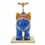 Traditional Colorful Metal Elephant Tealight Holder – Handcrafted Tabletop Decor I-425-A